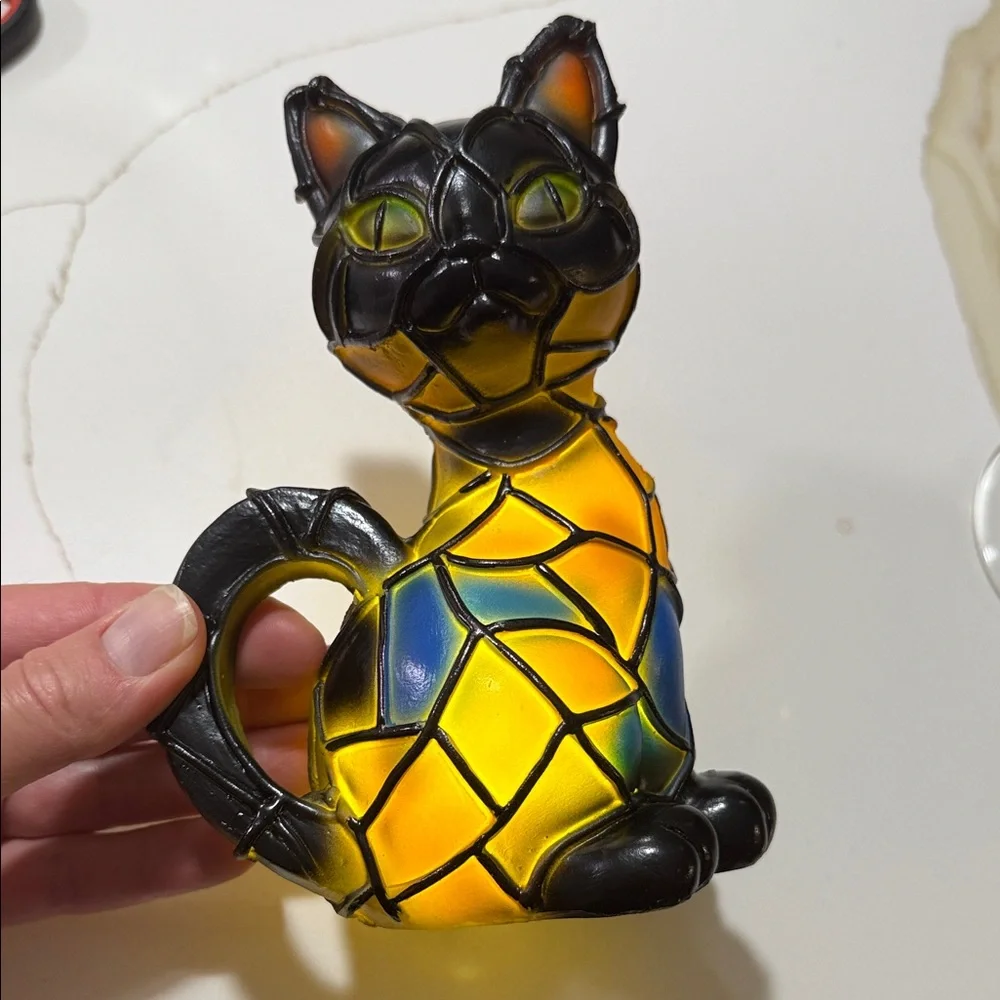 Black and Yellow Cat Figurine